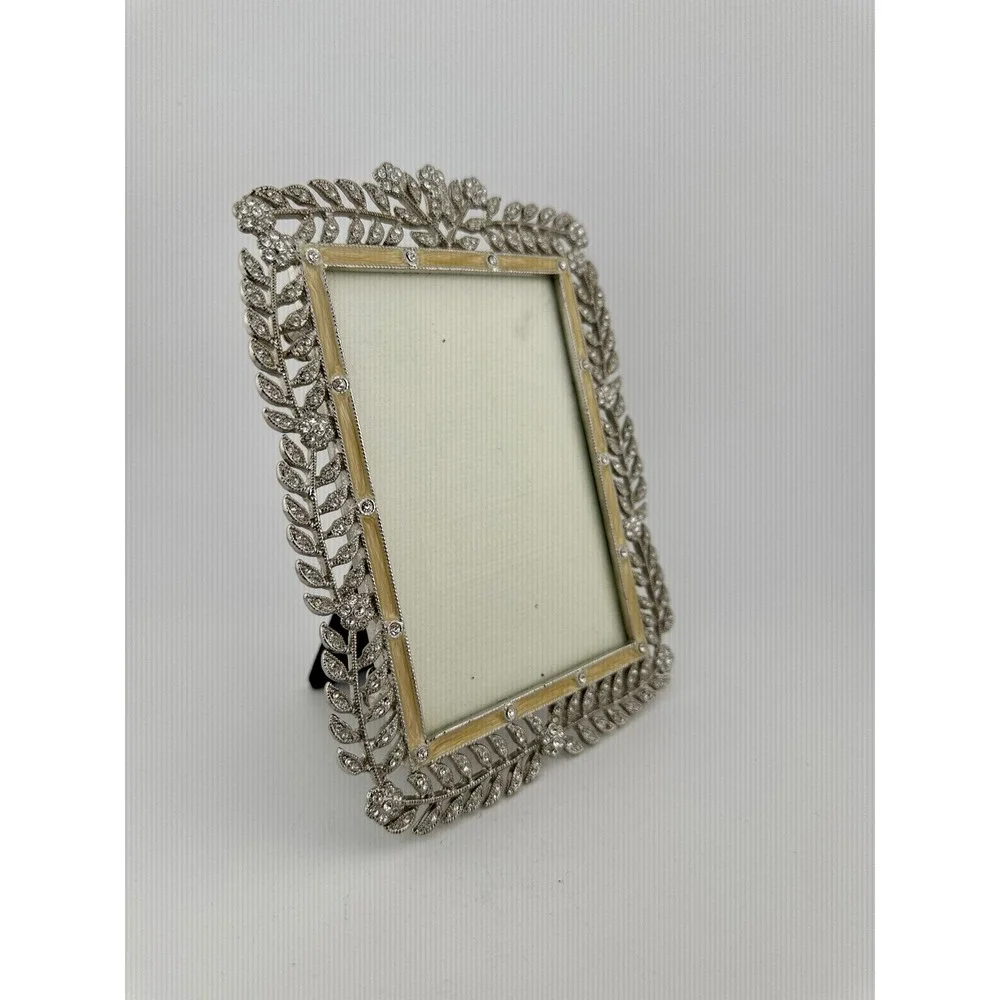 Addison Ross London Silver Crystal Enamel Leaf Ornate Photo Frame 4x6 Vintage